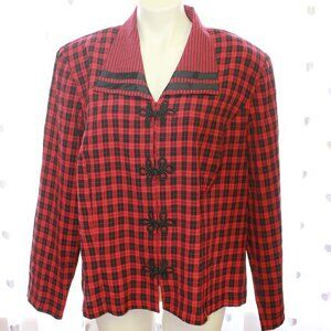 #522 Halmode Plus Red & Black Plaid Dress Jacket Size 18W
